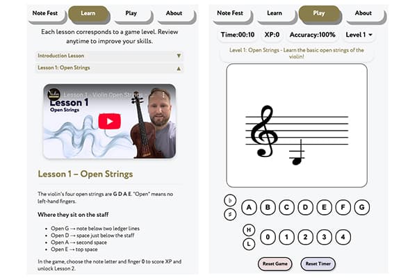 Note Fest – Gamified Violin Note Trainer